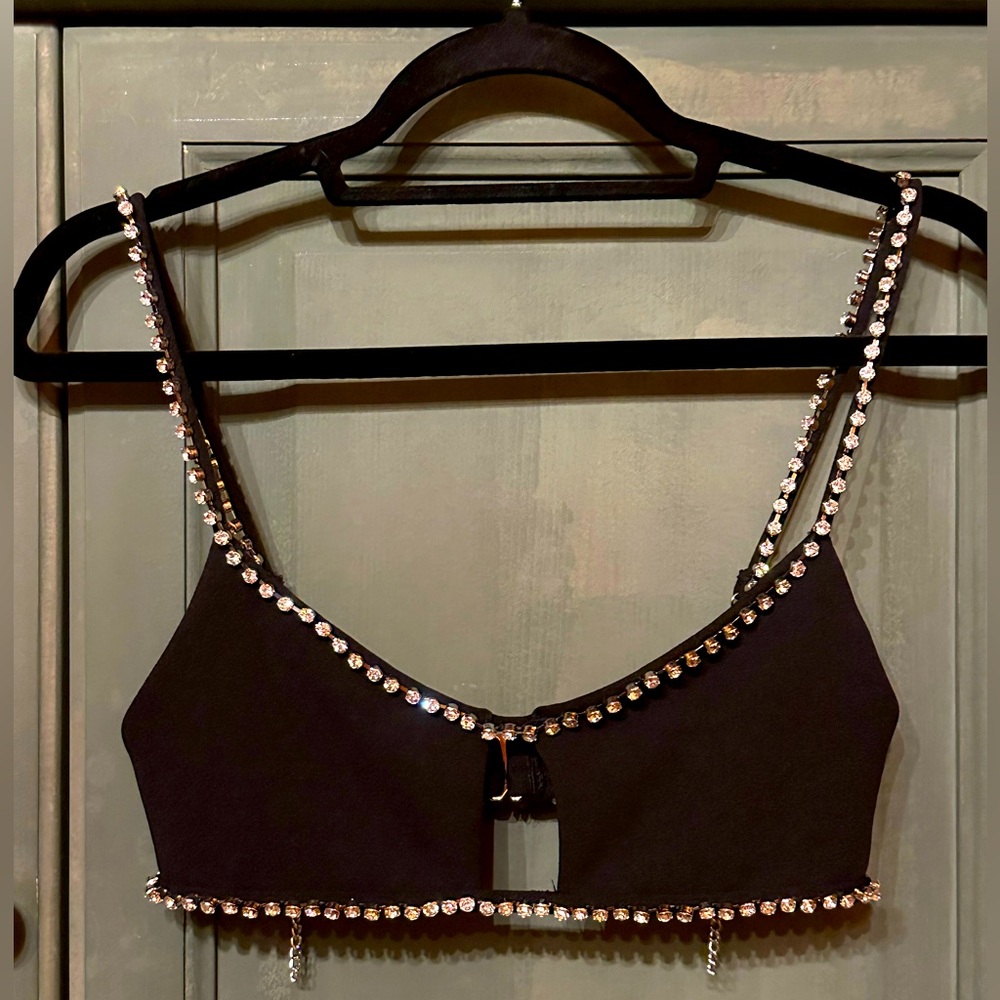 SOLD White Fox Boutique Rhinestone Embellished Crop Top